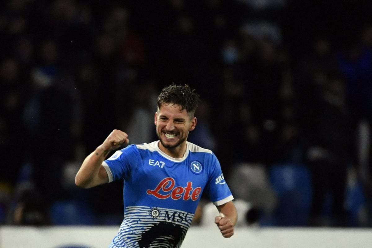 Belgialainen Dries Mertens teki kaksi maalia Laziota vastaan. LEHTIKUVA / AFP