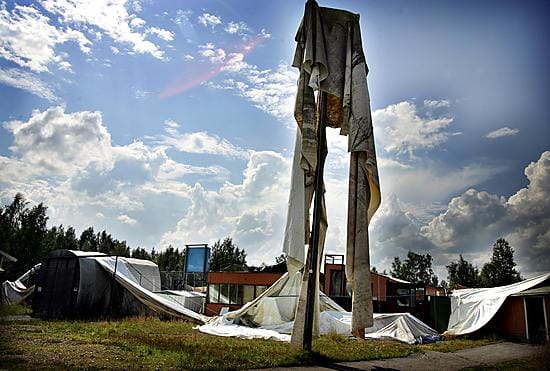 Trombi tuhosi heinäkuussa Limingan jäähallin.