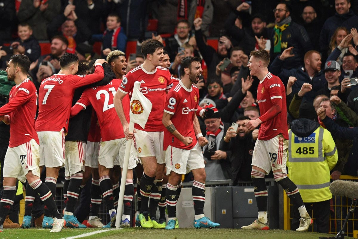 Manchester United otti Marcus Rashfordin lisäajan maalilla tärkeän kotivoiton West Hamista. LEHTIKUVA/AFP