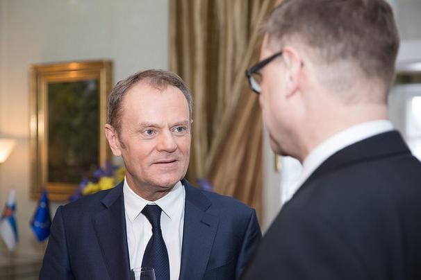 –Suomi on EU:n puheenjohtajamaa syksyllä 2019. Siitä tulee varmasti loistava kausi. Se on ensimmäinen brexitin jälkeinen kausi, joten se on haastava. Luotamme kuitenkin suomalaiseen sisuun, Donald Tusk sanoi. Kuva: Lauri Heikkinen/Valtioneuvoston kanslia.