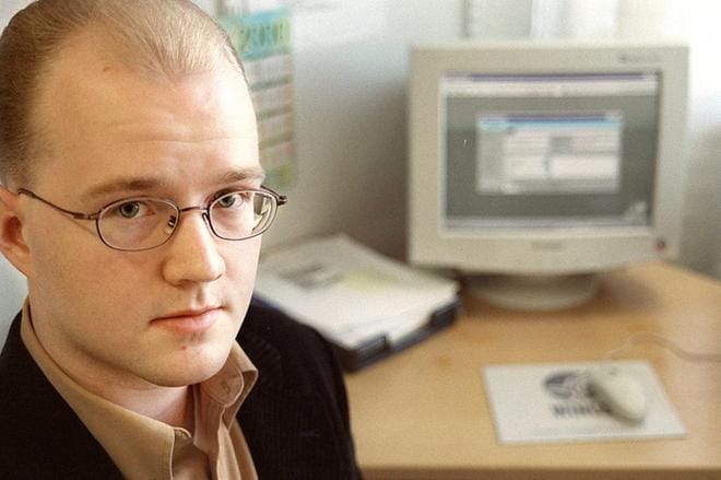 M-Filesin perustaja Antti Nivala kuvattiin yrityksen alkutaipaleella 20 vuotta sitten. ARKISTOKUVA: SANNA HIRVILAMMI