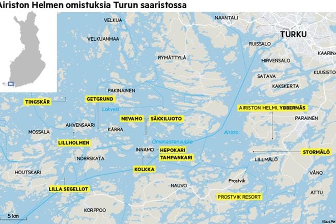 Airiston Helmi omistaa lukuisia kiinteistöjä saaristomerellä. Asiantuntijoiden mukaan kiinteistöt sijaitsevat strategisissa kohteissa. KUVA: Klaus Perälä