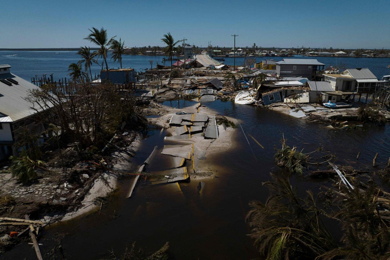Hurrikaani Ianin tuhoja Matlachassa, Floridassa lauantaina. LEHTIKUVA/AFP