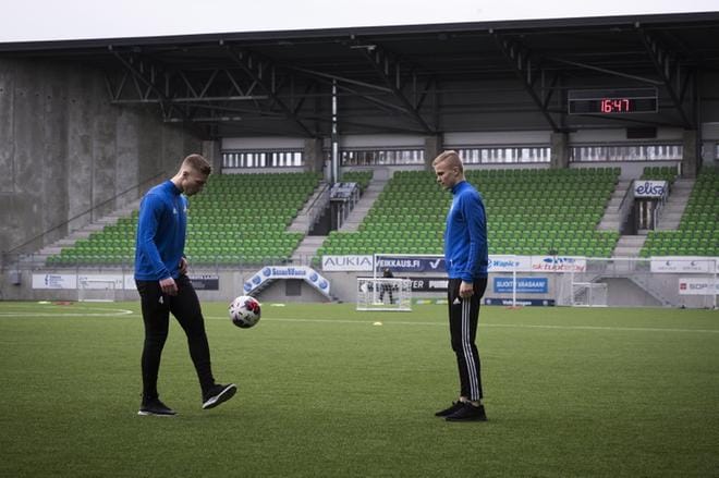 Jeremiah Streng ja Benjamin Hiekkanen harjoittelivat huhtikuussa. ARKISTOKUVA: JARNO PELLINEN