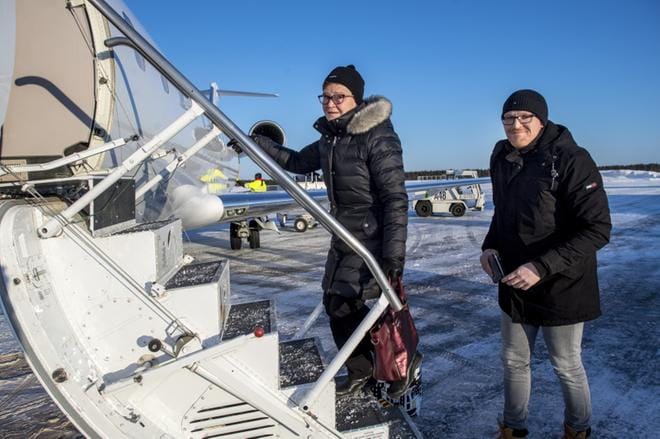 Kokkolalaiset Mikko ja Maija Aho päättivät testata uuden reitin ensimmäisten joukossa. KUVAT: CLAS-OLAV SLOTTE