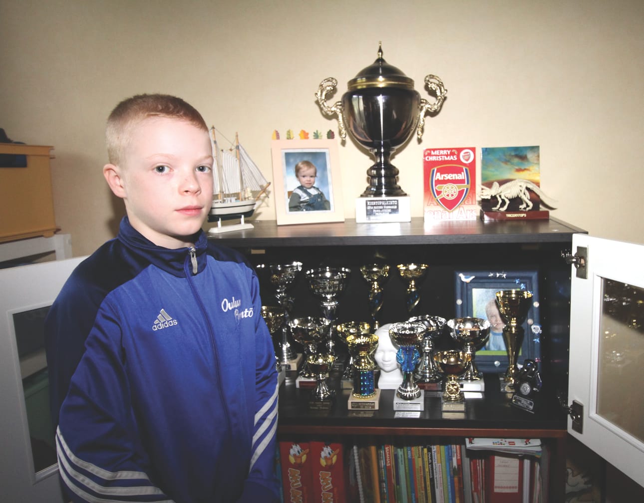 Rasmus Heikuran palkintokokoelma on mittava, vaikka ikää nuorella painijalla on vasta 12 vuotta.