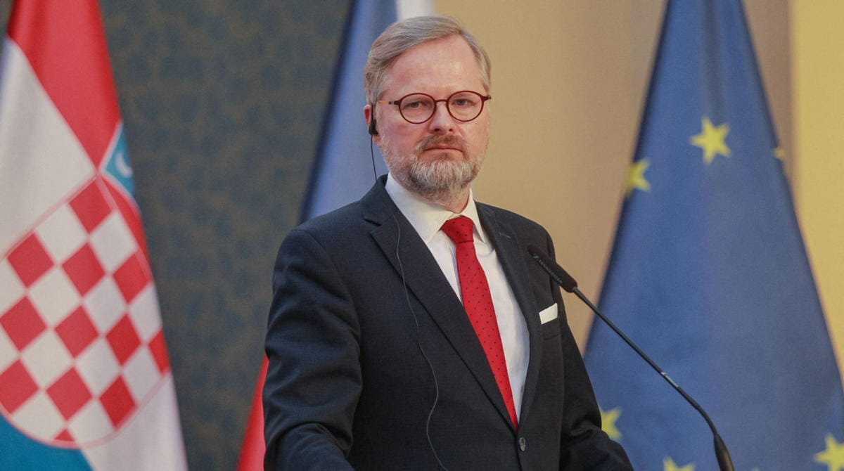 Tshekin pääministeri Petr Fiala. Tshekki on tällä hetkellä EU:n puheenjohtajamaa. LEHTIKUVA/AFP