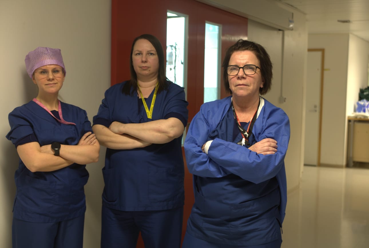 Anestesiahoitaja Hanna Svärd, anestesiologian ylilääkäri Johanna Kaunisto ja osastonhoitaja Tarja Arponen ovat pettyneitä Laphan toimintaan.