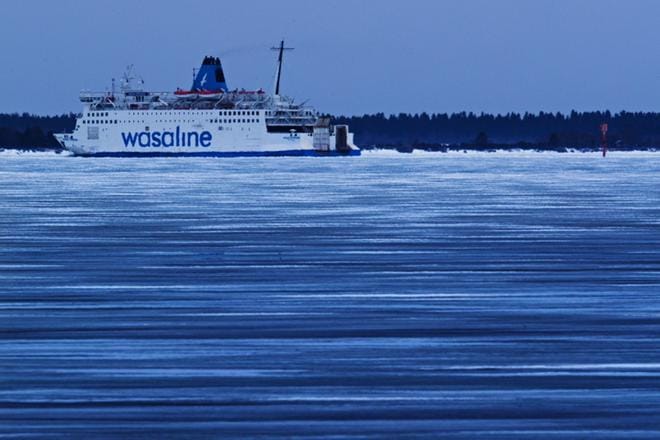 Wasaline saapui Uumajasta Vaasaan maanantai-iltana. KUVA: MINNA ANTILA