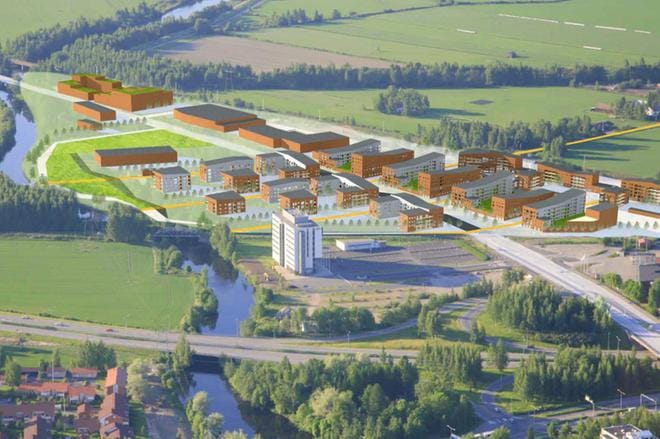 Kaupungin sisääntuloportti Vaasan suunnasta näyttää luonnoskuvan mukaan tulevaisuudessa tältä. Kuva Seinäjoen kaupunki