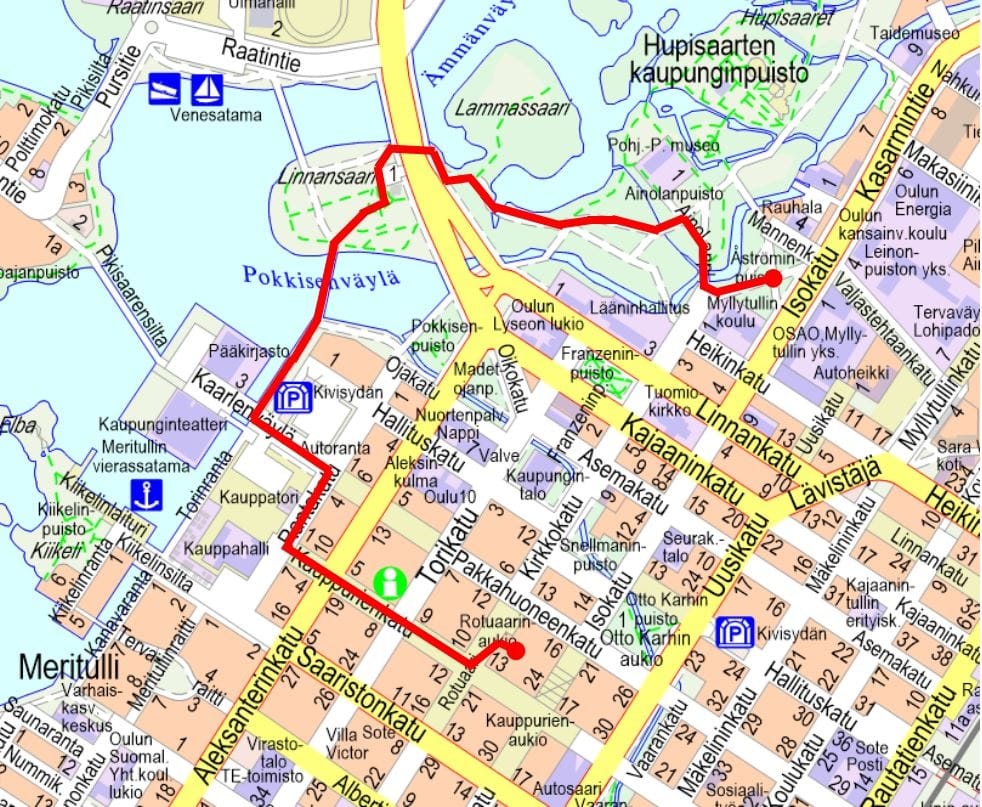 Pride-kulkueen reitti.