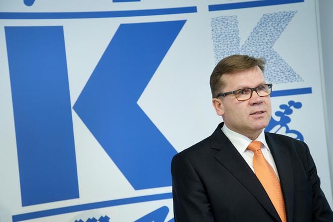 Keskon pääjohtaja Mikko Helander esitteli yhtiön tulosta torstaina Keskon tilinpäätösinfossa Helsingissä. KUVA: Mauri Ratilainen