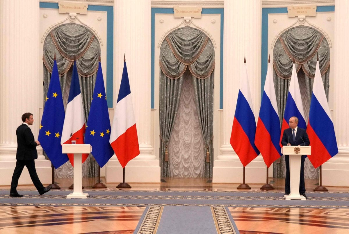 Macron ja Putin tapasivat maanantaina Moskovassa. LEHTIKUVA/AFP