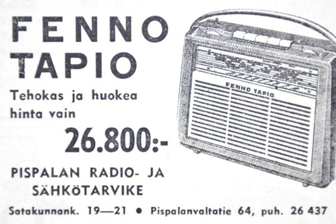 Tämäkin on radiomainos. Mainoksen julkaisuvuonna 1962 Suomen ainoalla valtakunnallisella radiokanavalla ei mainostettu mitään. KUVA: Vilja Pursiainen