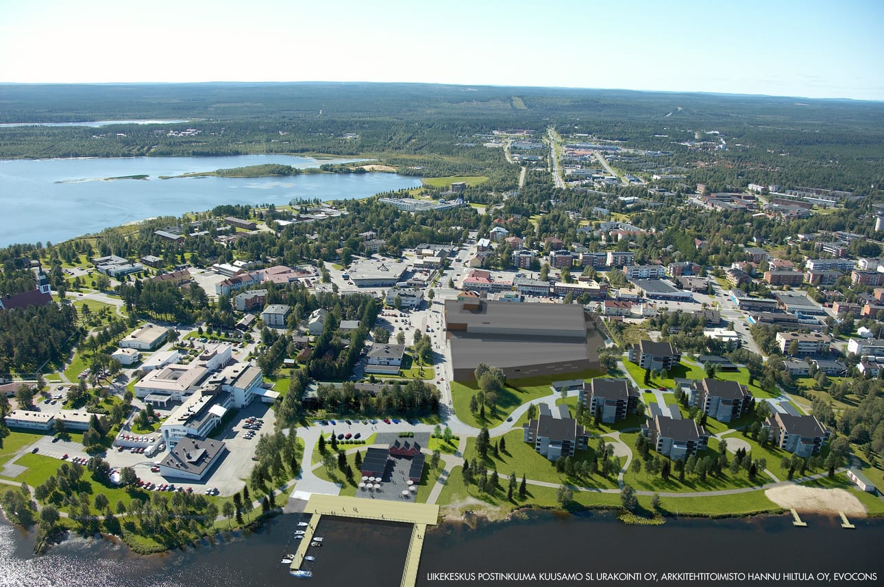 Hannu Hiltulan havainnekuvassa kaupunki avautuu veden ääreen Kelanrannassa.