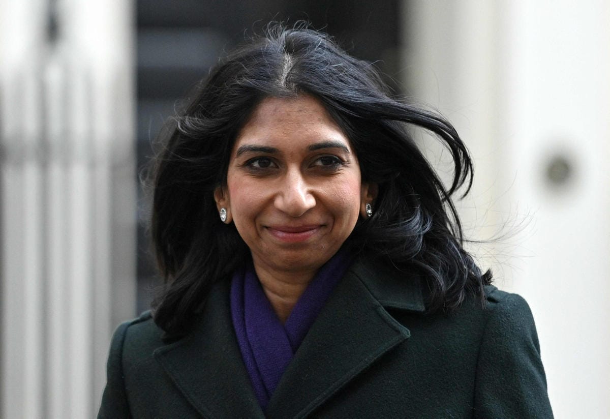 Britannian konservatiivipuolueen puheenjohtajakisaa jatkaa viisi ehdokasta, kun oikeusministeri Suella Braverman putosi torstaisella karsintakierroksella. LEHTIKUVA/AFP
