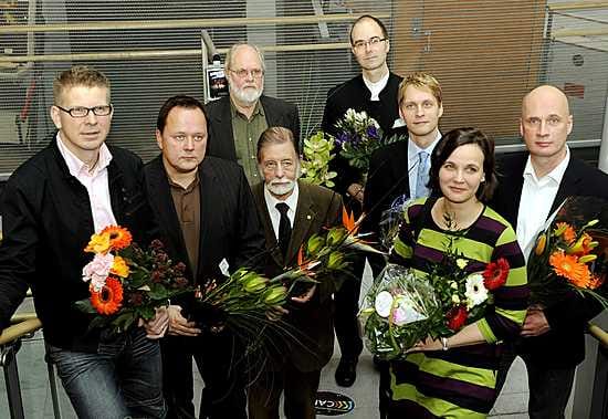 Palkintoehdokkaat Roope Holmen,valokuvaaja Petri Porkkala,Juha Maasalo,Seppo Laurell, Veijo Åberg, Antti Parpola, Henrika Tandefelt ja Mikko Ylikangas.