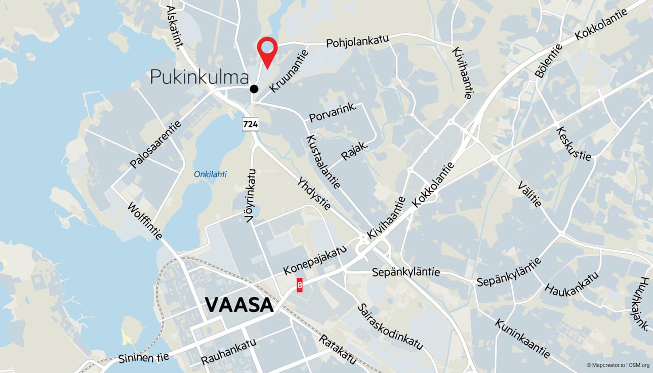 Onnettomuus tapahtui UPC:n rakennuksen pihassa Pohjolankadulla Vaasassa.