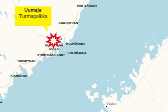 Onnettomuuspaikka kartalla.