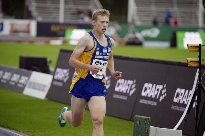 Alajärven Ankkureita edustava Antti Ihamäki sinnitteli kolmanneksi ratakympillä Kalevan kisoissa torstaina. KUVA: LAURI HEINO / LEHTIKUVA