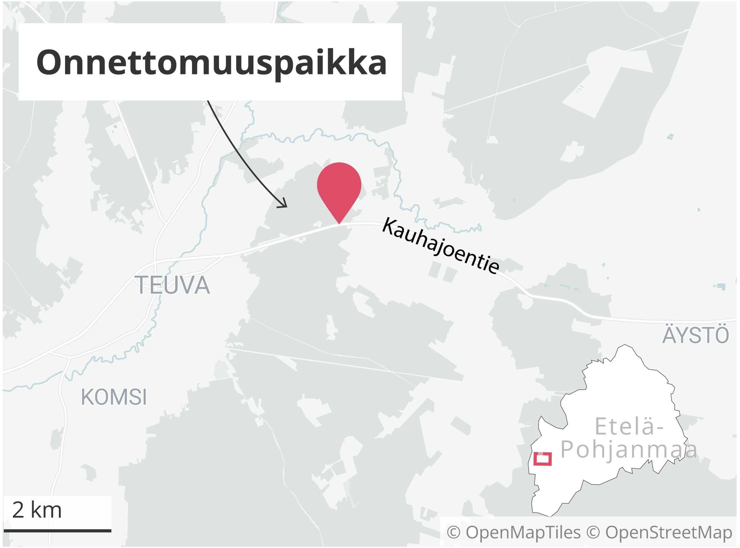Yksi kuoli henkilöauton ulosajossa Teuvalla
