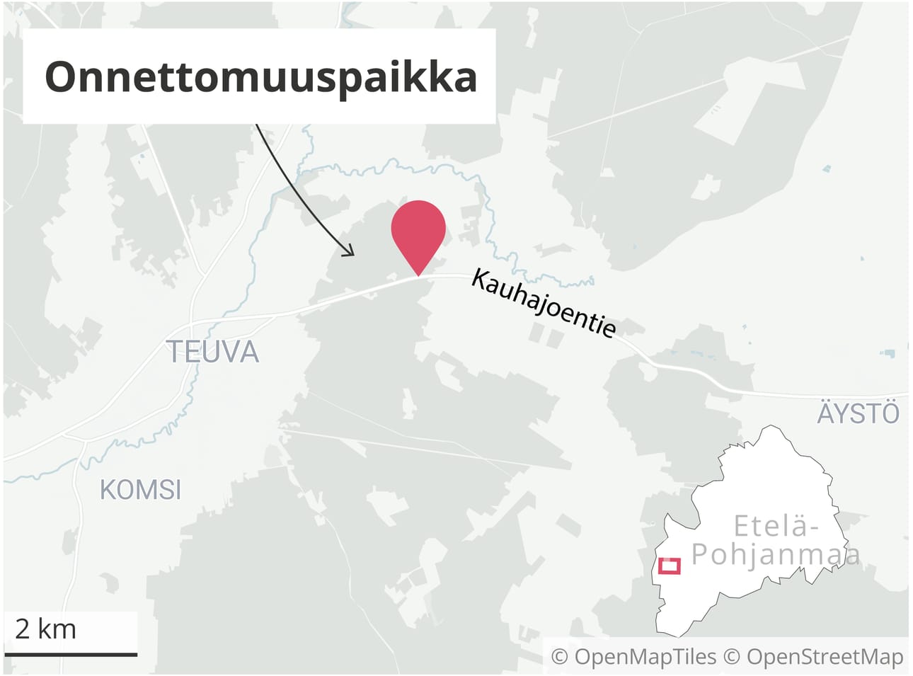 Ulosajo tapahtui Kauhajoentiellä.