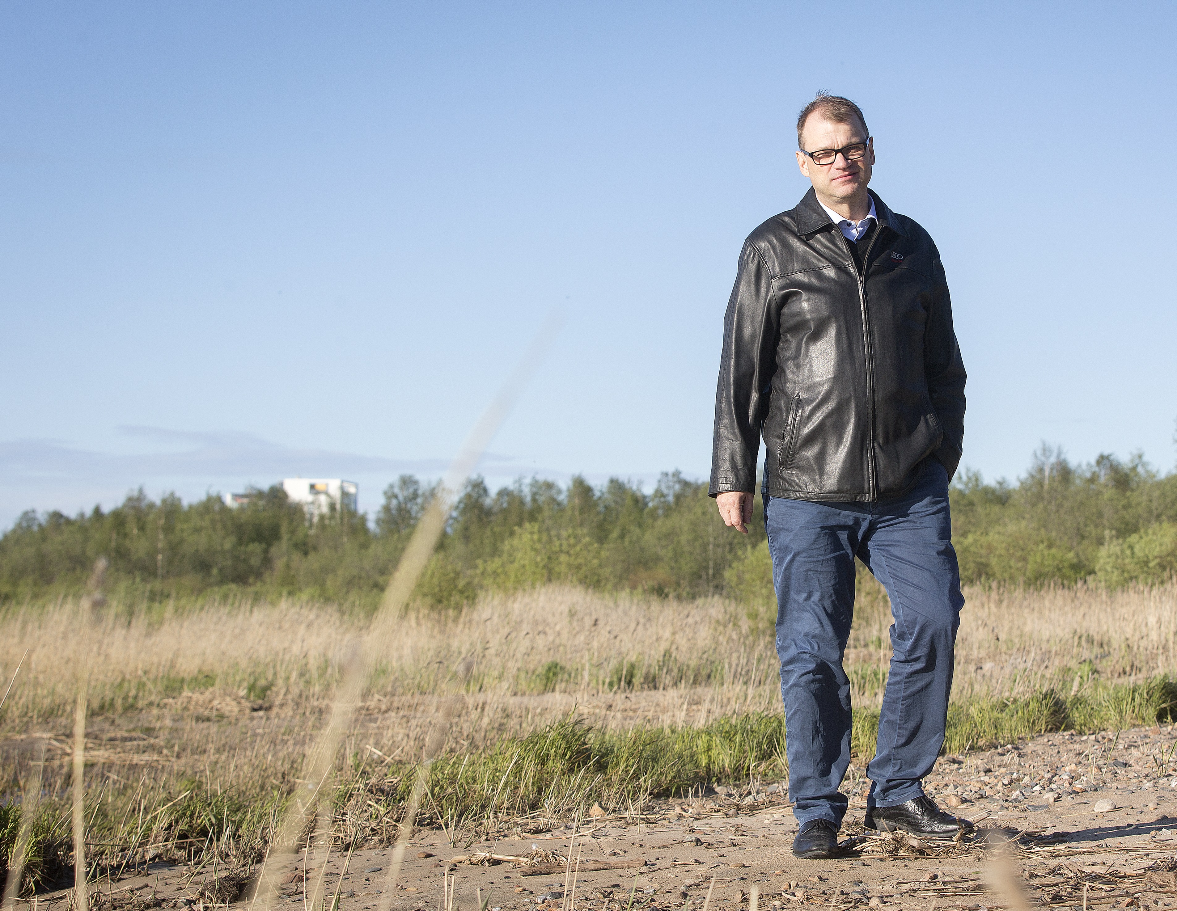 Pääministeri Juha Sipilä (kesk.) Nallikarissa vieraillessaan Oulussa ensimmäistä kertaa kevään vaalien jälkeen.