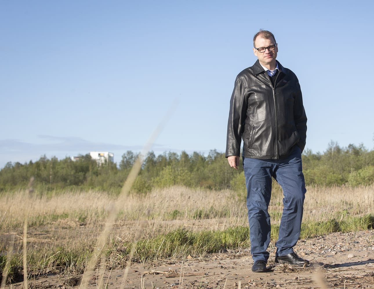 Pääministeri Juha Sipilä (kesk.) Nallikarissa vieraillessaan Oulussa ensimmäistä kertaa kevään vaalien jälkeen.