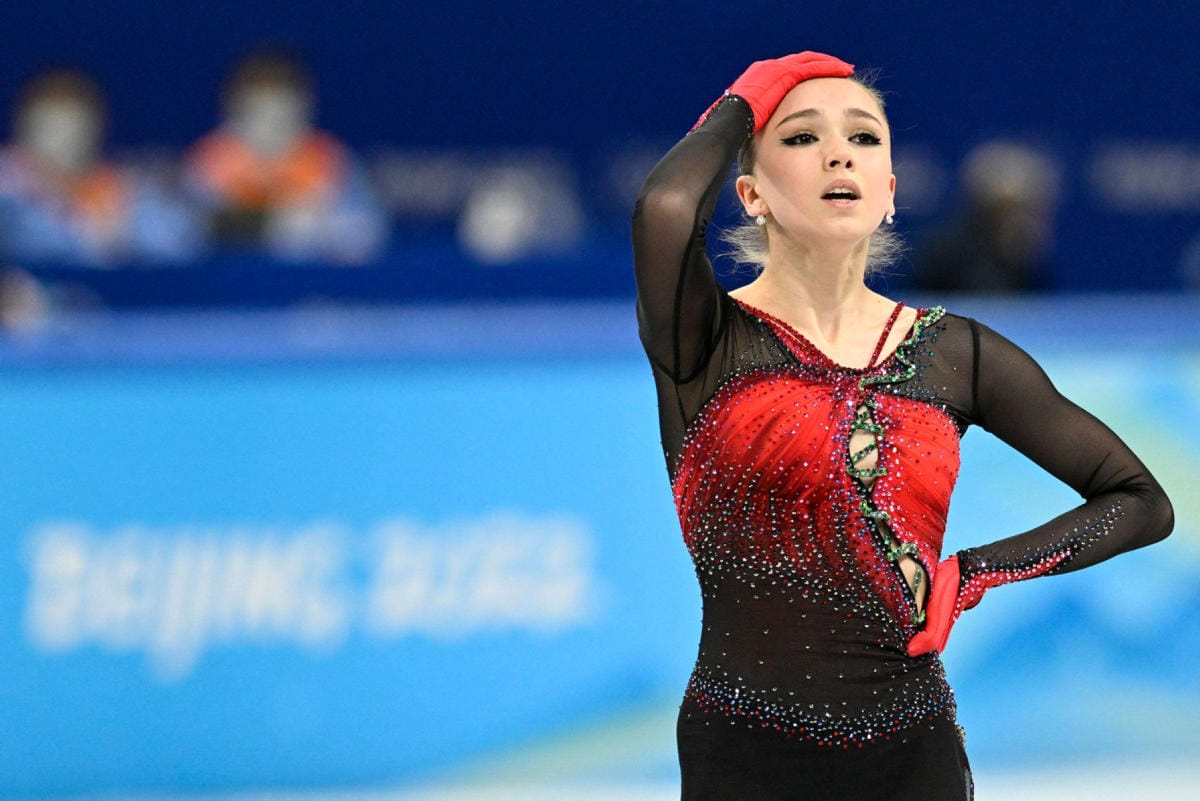 Venäjän Kamila Valijeva olympiajäällä 7. helmikuuta. LEHTIKUVA/AFP