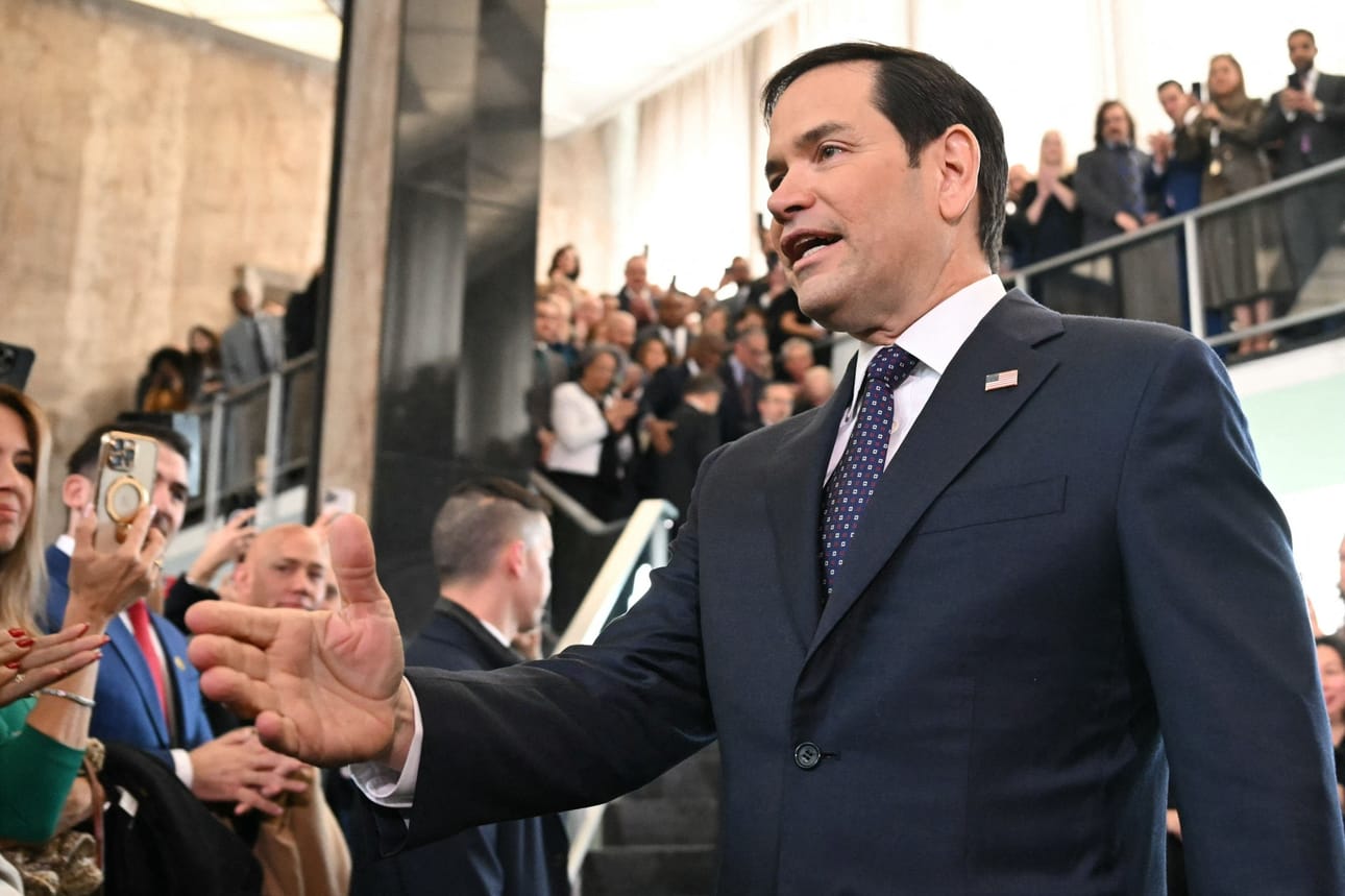 Yhdysvaltain uusi ulkoministeri Marco Rubio puhui Washingtonissa nimityksensä jälkeen. LEHTIKUVA / AFP