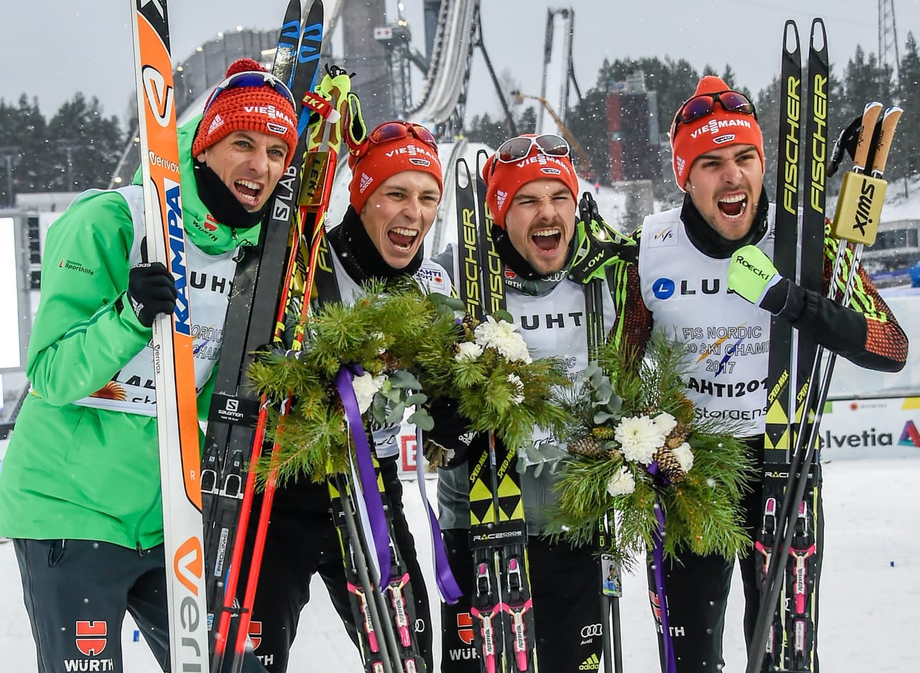 Saksan yhdistetyn joukkue juhli MM-Lahdessa kultaa.