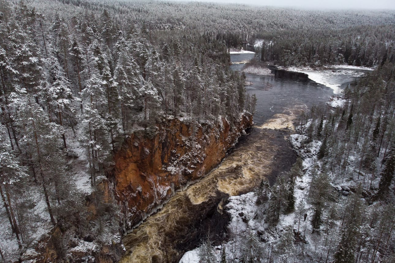 Oulankajoella on tarkoitus uida ensi kesänä. Kuvassa Kiutaköngäs lokakuussa 2019.