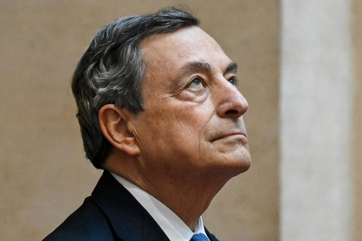Vaalin ennakkosuosikki on nykyinen pääministeri Mario Draghi. Lehtikuva/AFP