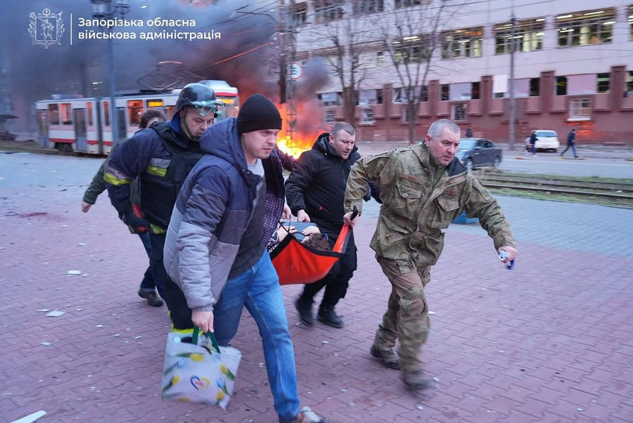 Venäjä iski keskiviikkona Zaporizhzhjan kaupunkiin Ukrainaan. LEHTIKUVA / Zaporizhzhjan aluehallinto