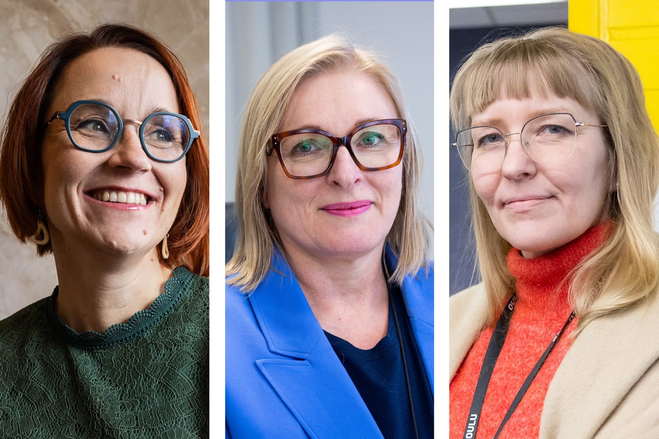 Heidi Alariesto (vas.), Marjo Kolehmainen ja Salla Herrala pitävät verkostoitumista tärkeänä jo opiskeluaikana.