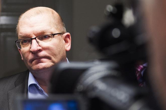Mahtiliitto Teollisuusliitto uhkaa puheenjohtajansa Riku Aallon johdolla lakolla joulukuun 9. päivä, jos sopua ei työmarkkinoilla synny. Kuva: Emilia Kangasluoma