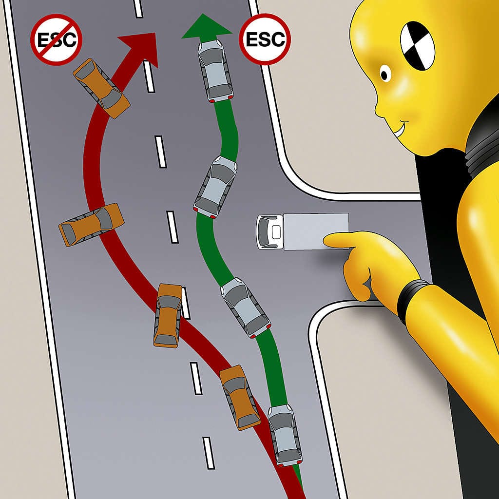 Ajonvakautusjärjestelmä ESC on merkittävin viime vuosina yleisesti käyttöön otetuista autojen turvallisuusvarusteista.