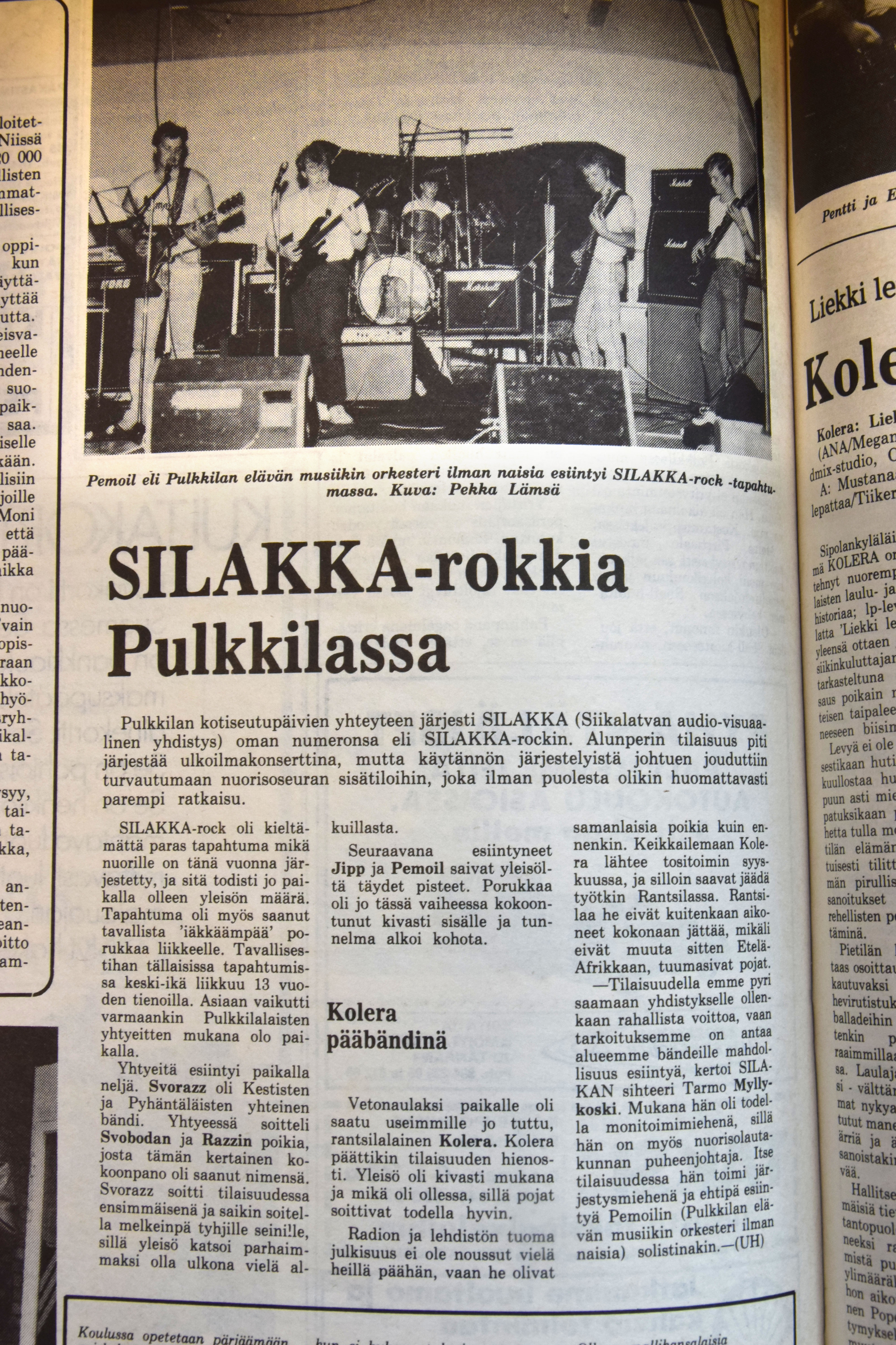 Vuoden 1987 elokuun 20. päivä ilmestyneessä Siikajokilaaksossa kerrottiin ensimmäisen Silakka-rockin tunnelmista.