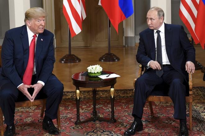 Yhdysvaltain presidentti Donald Trump ja Venäjän presidentti Vladimir Putin tapasivat Helsingissä heinäkuussa. KUVA: Lehtikuva/Heikki Saukkomaa