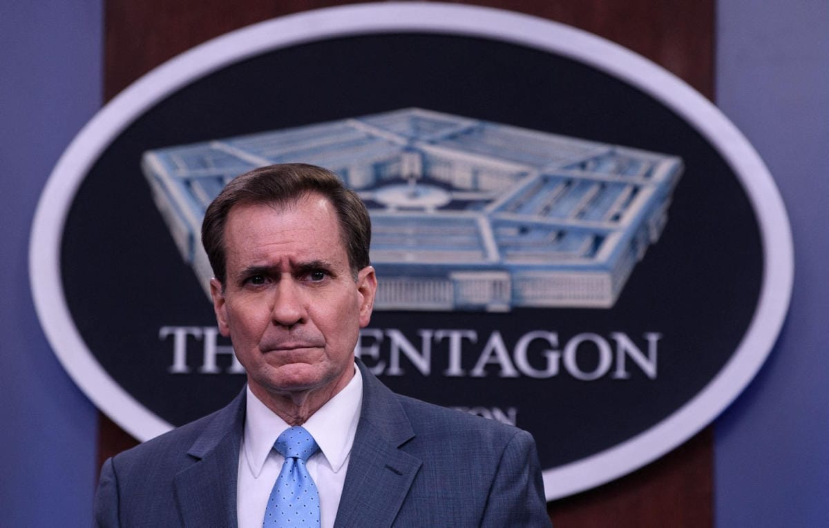 Pentagonin lehdistösihteeri John Kirby ei kertonut tuoretta arviota Venäjän joukkojen lukumäärästä. LEHTIKUVA/AFP