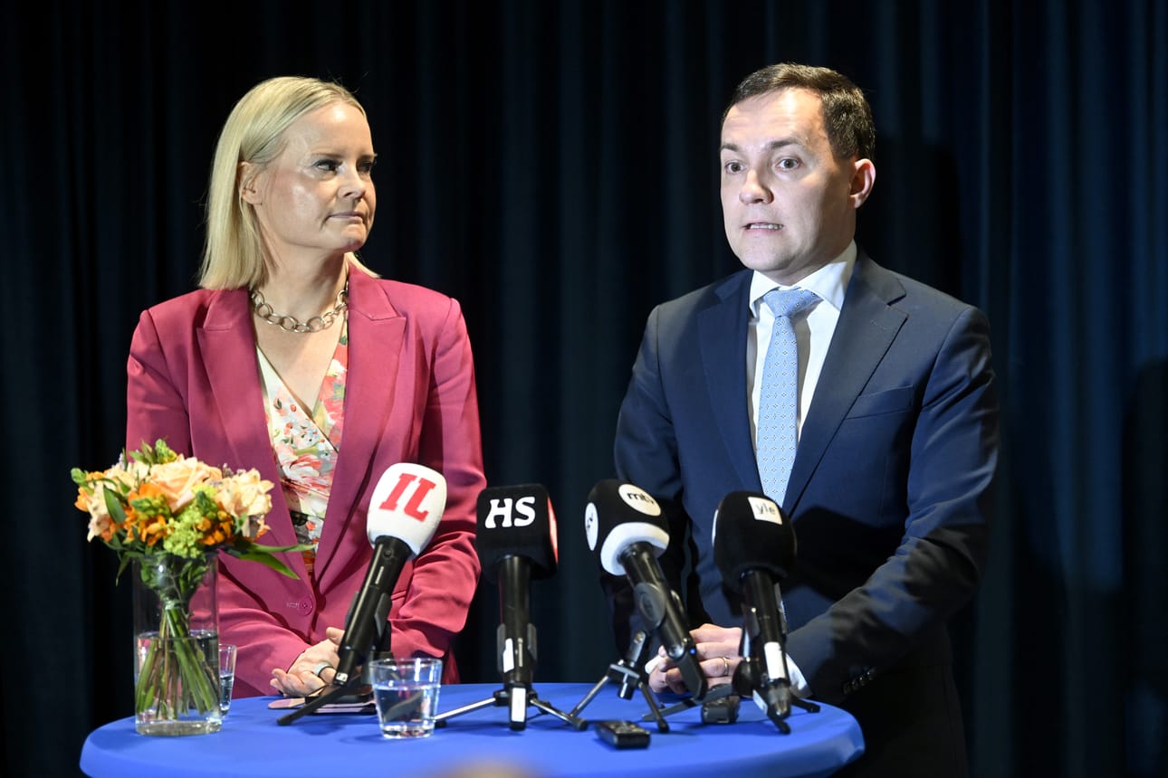 Ville Rydman nousee sosiaali- ja terveysministeriksi Petteri Orpon hallitukseen. Kuva keskiviikon tiedotustilaisuudesta.