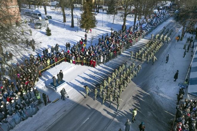Jääkärien paluun 100-vuotismuistojuhla ei ylittänyt Ylen uutiskynnystä. Juhla nähtiin vain verkossa. KUVA: NIKO SILTALOPPI