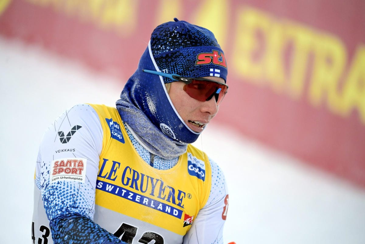 Lauri Vuorinen otti kakkossijalla finaalipaikan maastohiihdon maailmancupin vapaan hiihtotavan sprintissä Norjan Lillehammerissa. LEHTIKUVA / Vesa Moilanen