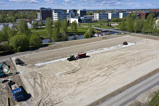 Alasenpuiston tapahtumakenttää rakennettiin toukokuussa Seinäjoen keskustan kupeessa. Arkistokuva: Tomi Kosonen