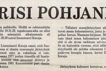 Ilkan etusivun uutinen kertoi järistyksestä sunnuntaina 18. helmikuuta 1979. KUVAT: HEIKKI HAKANEN