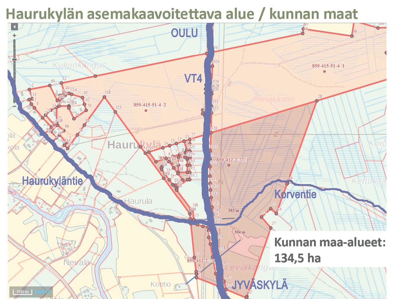 Haurukylän teollisuusalueen koko on 130 hehtaaria. Kaavoitus ratkaisee, mihin yritykset tulevat sijoittumaan.