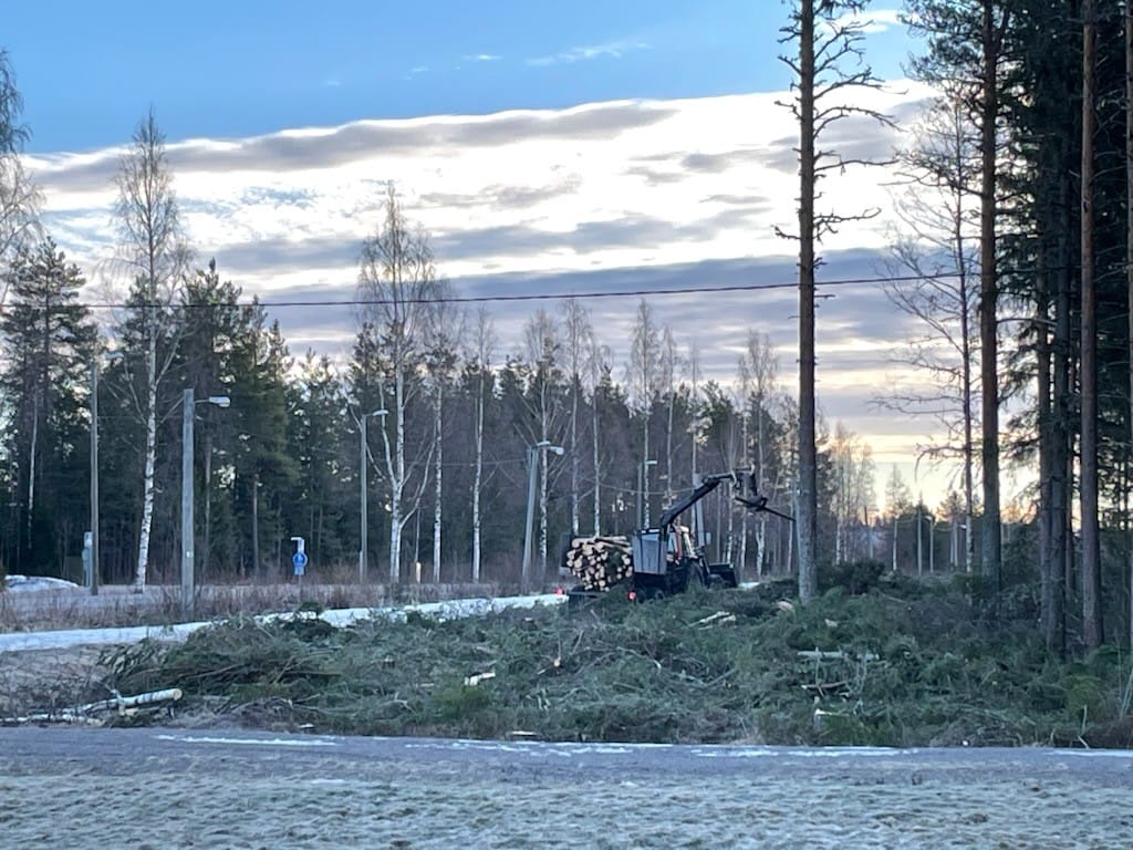 Toholan kuntoradan ympäristöstä on kaadettu puita. Avattuun kohtaan kaivetaan hulevesiputkisto.