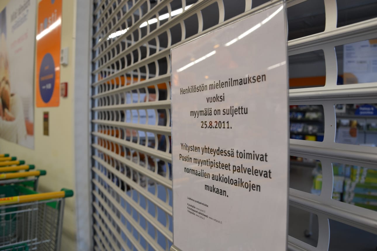 Myös Kuusamon postin ovet sulkeutuivat työntekijöiden mielenilmauksen vuoksi torstaina iltapäivällä.