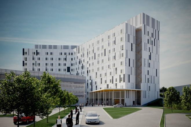 Vaasan keskussairaalan vuonna 2022 valmistuva H-uudisrakennus täyttyy taiteesta. HAVAINNEKUVA: VAASAN KESKUSSAIRAALA