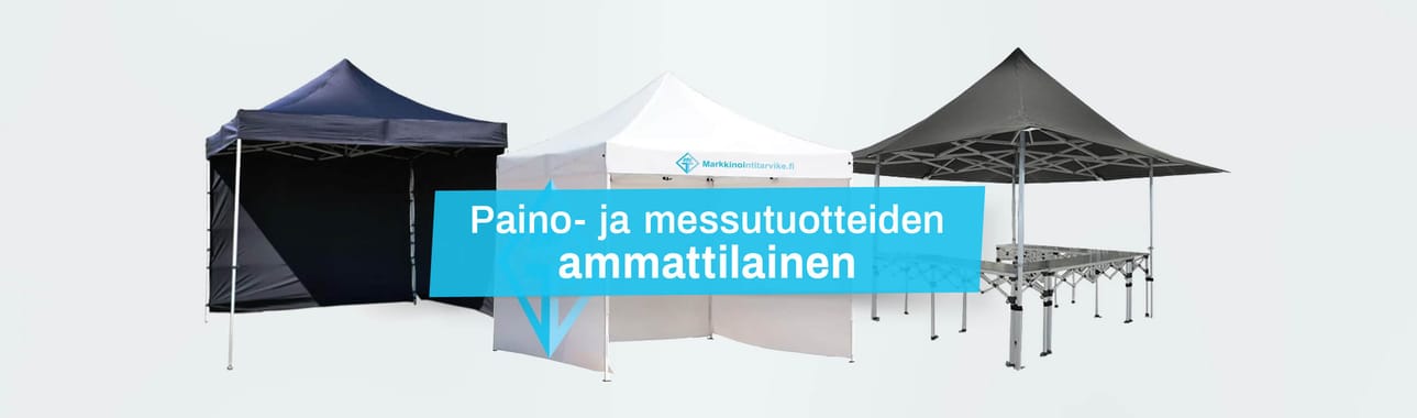 Markkinointitarvikkeen yhdeksi hittituotteeksi ovat nousseet erilaiset myyntiteltat, ja etenkin nopeasti kasattavat pop up -teltat nauttivat asiakkaiden suosiota.